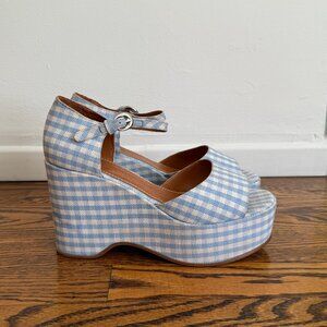 Staud Platform Sandals - Gingham